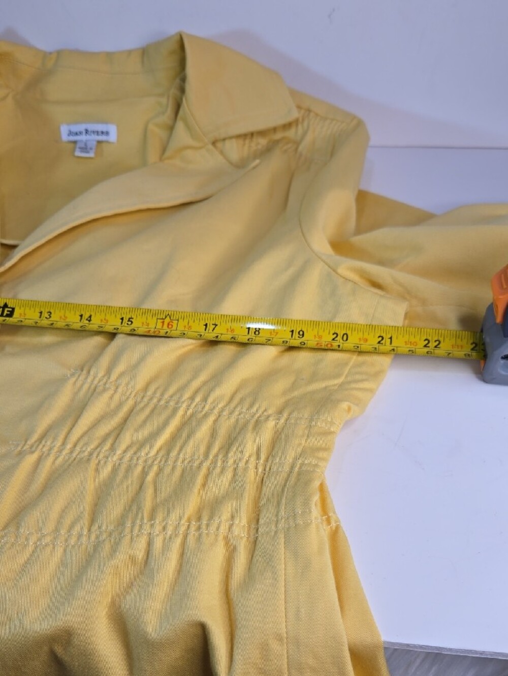 Joan Rivers Jacket Blazer Button-Front Lightweight 3/4 Sleeve Unlined Yellow - Picture 9 of 11